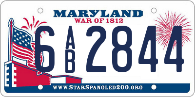 MD license plate 6AB2844