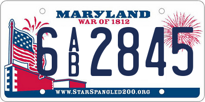 MD license plate 6AB2845
