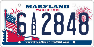 MD license plate 6AB2848