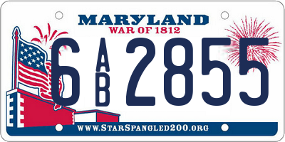 MD license plate 6AB2855