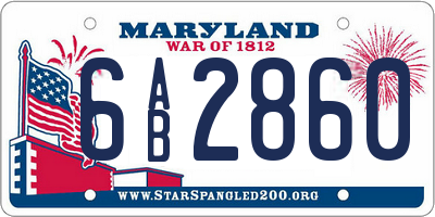 MD license plate 6AB2860