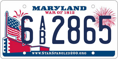 MD license plate 6AB2865