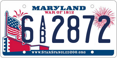 MD license plate 6AB2872