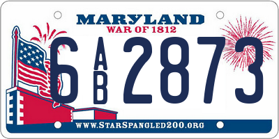 MD license plate 6AB2873