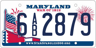 MD license plate 6AB2879