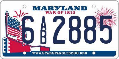 MD license plate 6AB2885