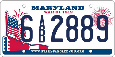 MD license plate 6AB2889