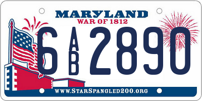 MD license plate 6AB2890