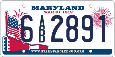 MD license plate 6AB2891