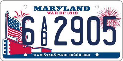 MD license plate 6AB2905