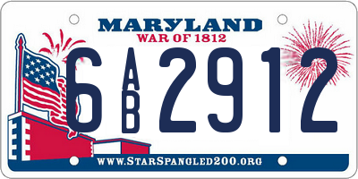 MD license plate 6AB2912