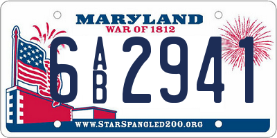 MD license plate 6AB2941