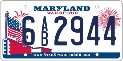 MD license plate 6AB2944