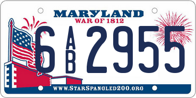 MD license plate 6AB2955