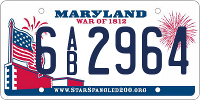 MD license plate 6AB2964