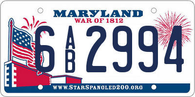 MD license plate 6AB2994