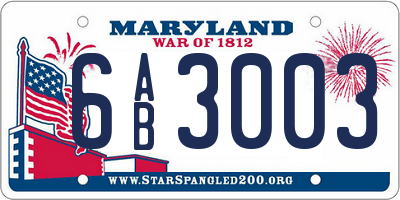 MD license plate 6AB3003