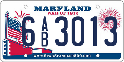 MD license plate 6AB3013