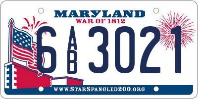 MD license plate 6AB3021