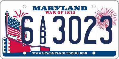 MD license plate 6AB3023