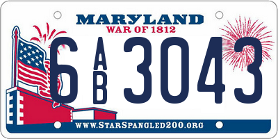 MD license plate 6AB3043