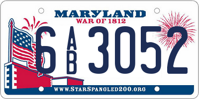 MD license plate 6AB3052