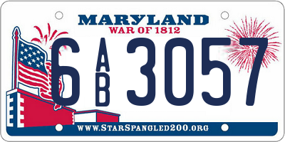 MD license plate 6AB3057