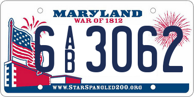 MD license plate 6AB3062