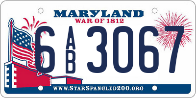 MD license plate 6AB3067