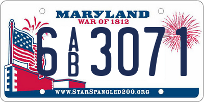 MD license plate 6AB3071