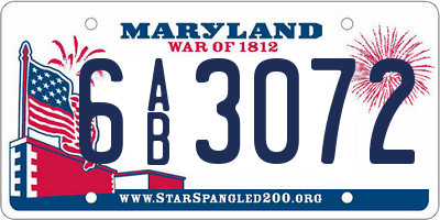 MD license plate 6AB3072