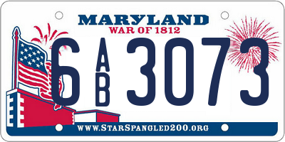 MD license plate 6AB3073