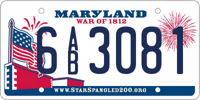 MD license plate 6AB3081