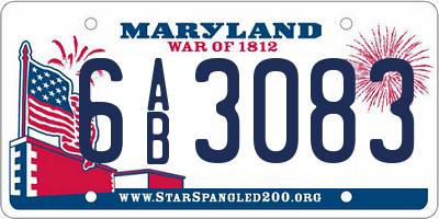 MD license plate 6AB3083