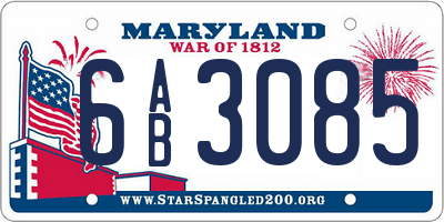 MD license plate 6AB3085
