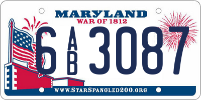 MD license plate 6AB3087
