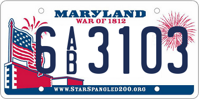 MD license plate 6AB3103