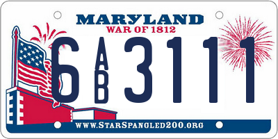 MD license plate 6AB3111