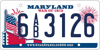 MD license plate 6AB3126