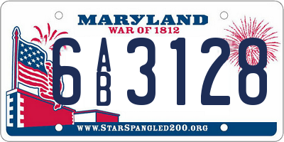 MD license plate 6AB3128