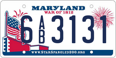 MD license plate 6AB3131