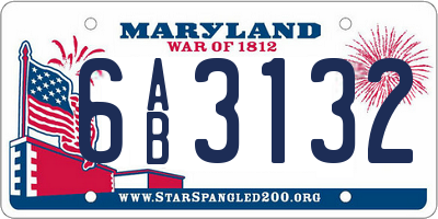 MD license plate 6AB3132