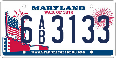 MD license plate 6AB3133