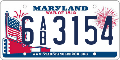 MD license plate 6AB3154