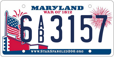 MD license plate 6AB3157