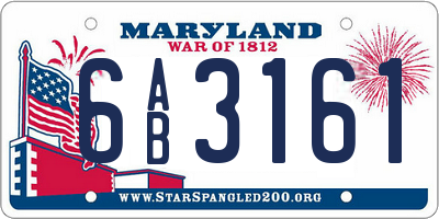 MD license plate 6AB3161