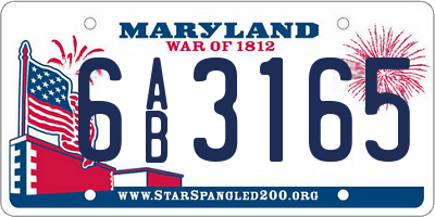 MD license plate 6AB3165