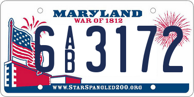 MD license plate 6AB3172