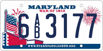 MD license plate 6AB3177
