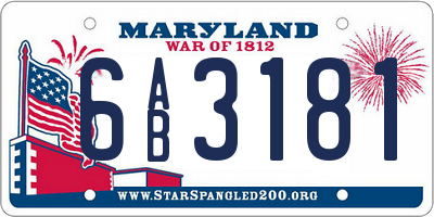 MD license plate 6AB3181